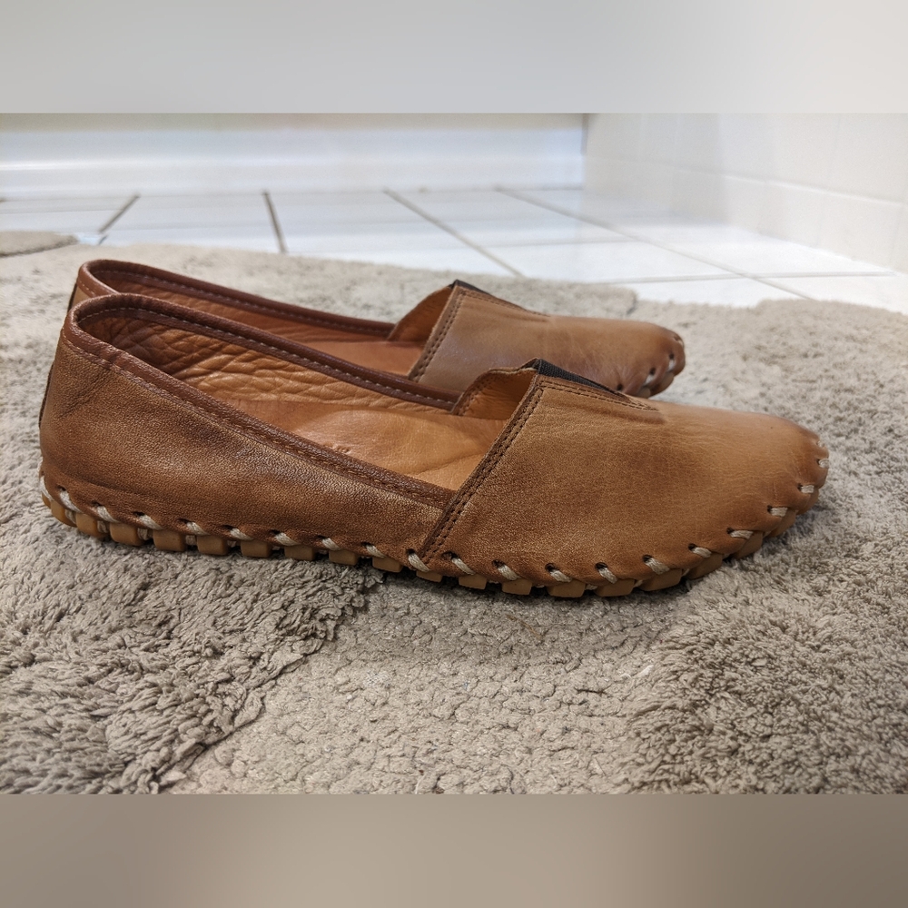 Brown/Tan Spring Step Kathaleta Flat Shoes - Picture 2 of 4